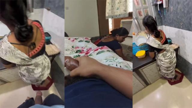 Indian Bachelor Hotel Maid Aunty Watches Me Flash Dick