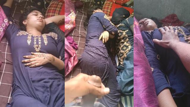 Sleeping Sister By Brother While Jerking His Cock