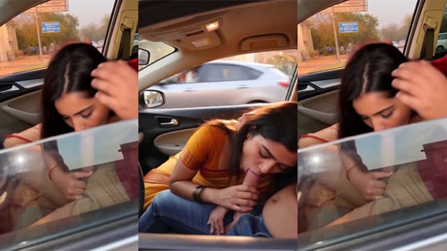 Indian Girl Giving Sloppy Blowjob In Car With BF Dick Mms Video